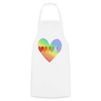 Colored heart - Cooking Apron - white - Front - AI Model Male 185 dark (185cm)