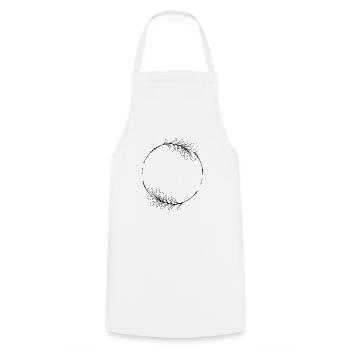 Cadre circulaire noir avec feuilles - Tablier de cuisine - blanc - Devant - AI Model Male 185 dark (185cm)