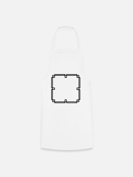 Oriental Frame Lines Line Decoration - Cooking Apron - white