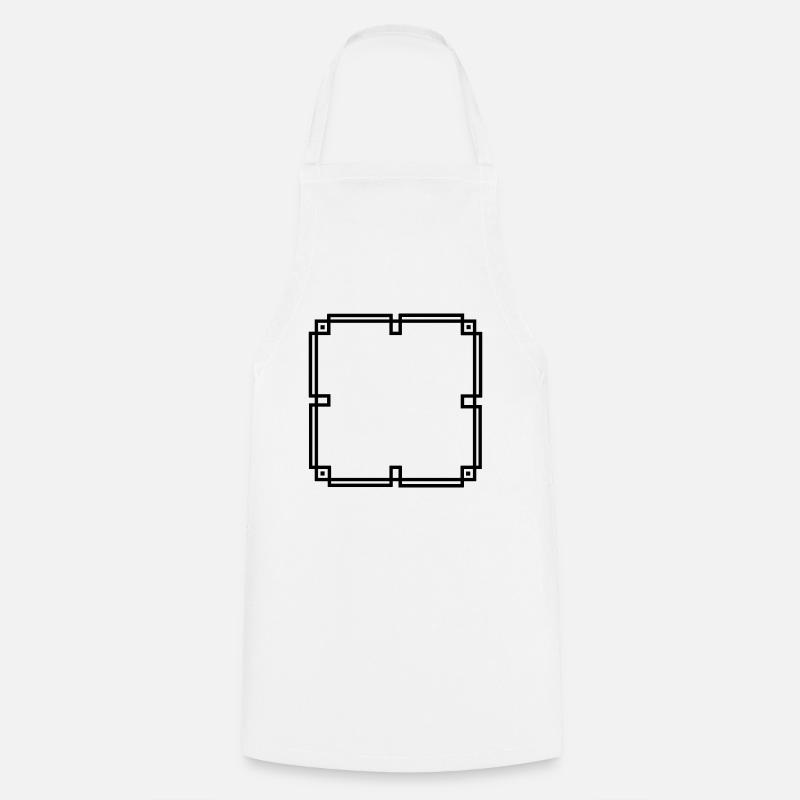 Oriental Frame Lines Line Decoration - Cooking Apron - white