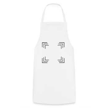 Corners frame in black - Cooking Apron - white - Front - AI Model Male 185 dark (185cm)