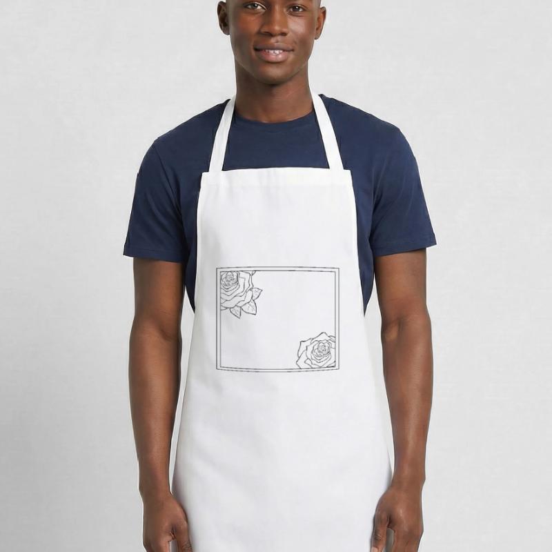 Rectangular frame with roses Cooking Apron