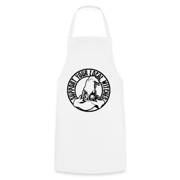 Halloween Costume Gift For Her & Him - Witch Hat - Cooking Apron - white - Front - AI Model Male 185 dark (185cm)