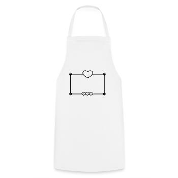 Cadre de cœur noir forme rectangulaire - Tablier de cuisine - blanc - Devant - AI Model Male 185 dark (185cm)