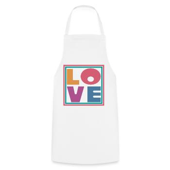 Cool Colorful Love Square Gift Men Women & Kids - Cooking Apron - white - Front - AI Model Male 185 dark (185cm)
