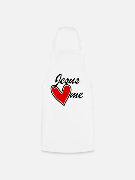 Jesus liebt mich loves me rotes Herz - Kochschürze - Weiß