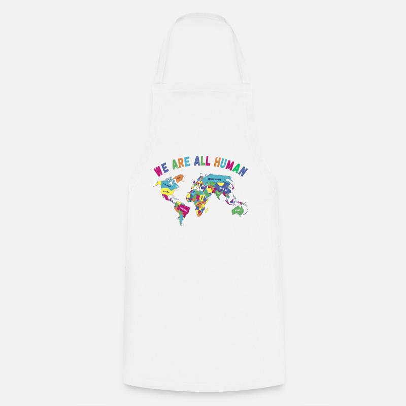 LGBT Pride Month World Map, We are all human - Cooking Apron - white