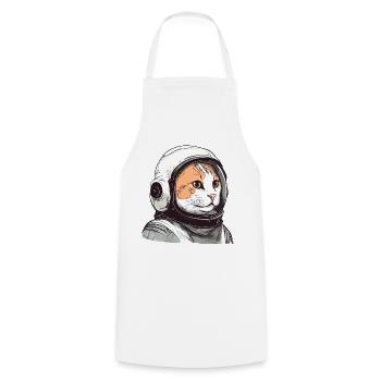 Funny Cat Astronaut - Cooking Apron - white - Front - AI Model Male 185 dark (185cm)