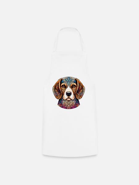 Verziertes Beagle-Mandala-Porträt - Kochschürze - Weiß