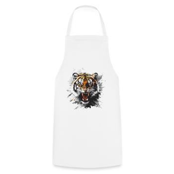 Tiger Head Predator Nature Wilderness Splash - Cooking Apron - white - Front - AI Model Male 185 dark (185cm)