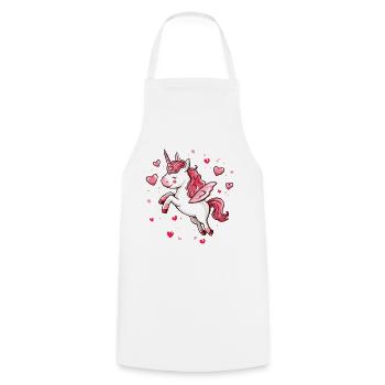 Licorne coeur amour mignon mignon licornes dessin animé - Tablier de cuisine - blanc - Devant - AI Model Male 185 dark (185cm)