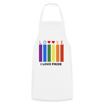J’adore le T-shirt coloré Pride pour les événements LGBT - Tablier de cuisine - blanc - Devant - AI Model Male 185 dark (185cm)