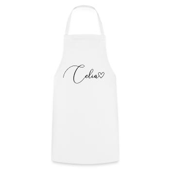 Celia Nom Prénom Fille - Tablier de cuisine - blanc - Devant - AI Model Male 185 dark (185cm)