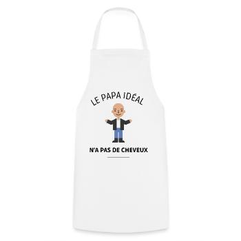 LE PAPA IDÉAL N'A PAS DE CHEVEUX - Tablier de cuisine - blanc - Devant - AI Model Male 185 dark (185cm)