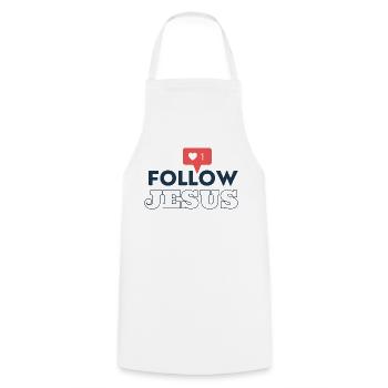 Follow Jesus | Folge Jesus | Nachfolger Jesu - Kochschürze - Weiß - Vorne - AI Model Male 185 dark (185cm)