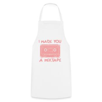 Je t’ai fait une mixtape, ambiance vintage rétro des années 80 - Tablier de cuisine - blanc - Devant - AI Model Male 185 dark (185cm)