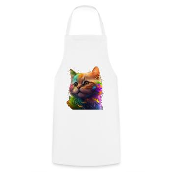 Chat multicolore - Tablier de cuisine - blanc - Devant - AI Model Male 185 dark (185cm)