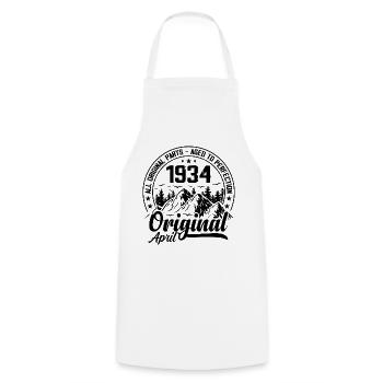 1934 avril Original : 90 Ans cadeau Anniversaire - Tablier de cuisine - blanc - Devant - AI Model Male 185 dark (185cm)