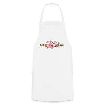 Happy Mother's day text and flowers isolated on wh - Kochschürze - Weiß - Vorne - AI Model Male 185 dark (185cm)