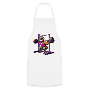 Strong Rainbow Dog Squatting in the Gym - Cooking Apron - white - Front - AI Model Male 185 dark (185cm)