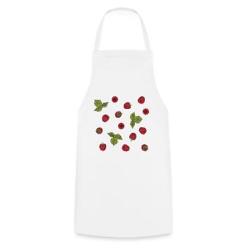 For raspberry lovers: delicious raspberry pattern - Cooking Apron - white - Front - AI Model Male 185 dark (185cm)