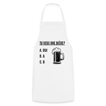 TU VEUX UNE BIÈRE - Tablier de cuisine - blanc - Devant - AI Model Male 185 dark (185cm)