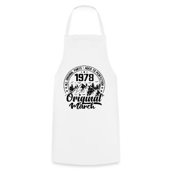 1978 March Original: 46 Years Anniversary Gift - Cooking Apron - white - Front - AI Model Male 185 dark (185cm)