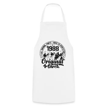 1988 March Original: 36 Years Anniversary Gift - Cooking Apron - white - Front - AI Model Male 185 dark (185cm)