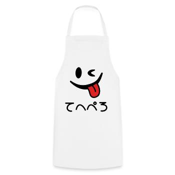 Winking Face Tongue Out てへぺろ Tehepero | Oops - Cooking Apron - white - Front - AI Model Male 185 dark (185cm)