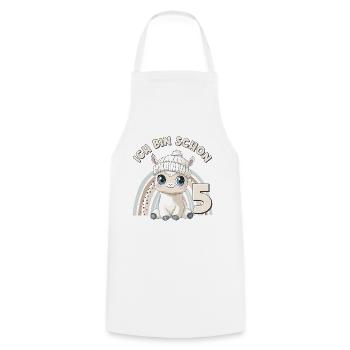5ème anniversaire Alpaga Lama Arc-en-ciel Mignon Mignon - Tablier de cuisine - blanc - Devant - AI Model Male 185 dark (185cm)