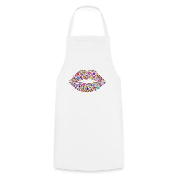kiss mouth - Cooking Apron - white - Front - AI Model Male 185 dark (185cm)