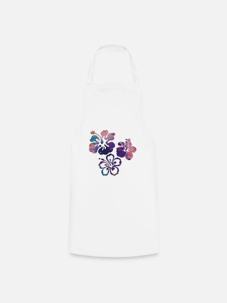 Blume,Lotus, kolibri,Malerei,blau,Blumen,lila - Kochschürze - Weiß