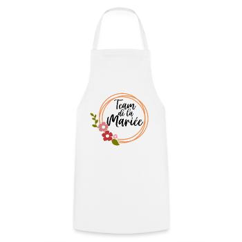 Team de la future mariée evjf couronne de fleurs - Tablier de cuisine - blanc - Devant - AI Model Male 185 dark (185cm)