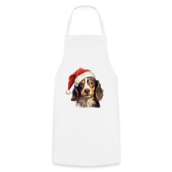 Chien Noël Père Noël chapeau joyeux dogmes laide - Tablier de cuisine - blanc - Devant - AI Model Male 185 dark (185cm)