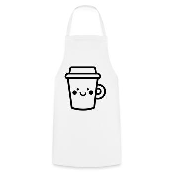 Kaffeebecher - Kochschürze - Weiß - Vorne - AI Model Male 185 dark (185cm)