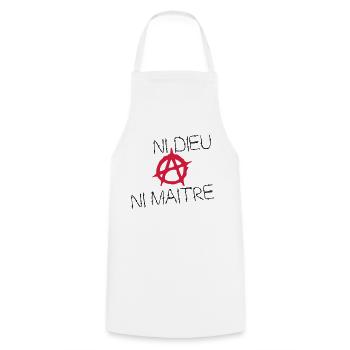 ni dieu ni maitre - Tablier de cuisine - blanc - Devant - AI Model Male 185 dark (185cm)