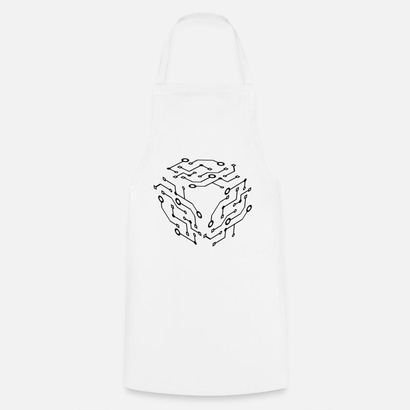 cool pattern logo circuit wire data microchip - Cooking Apron - white