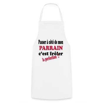 Mon parrain c'est la perfection !! 111 - Cooking Apron - white - Front - AI Model Male 185 dark (185cm)