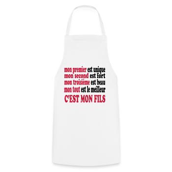 Mon fils est beau - Cooking Apron - white - Front - AI Model Male 185 dark (185cm)