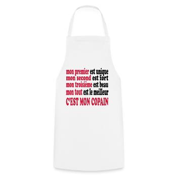 Mon copain est beau - Cooking Apron - white - Front - AI Model Male 185 dark (185cm)