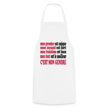 Mon gendre est beau - Tablier de cuisine - blanc - Devant - AI Model Male 185 dark (185cm)