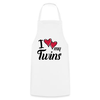 i love my twins hearts - Kochschürze - Weiß - Vorne - AI Model Male 185 dark (185cm)