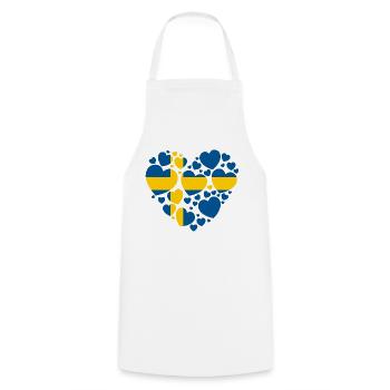 SWEDEN FLAG HEARTS LOVE - Cooking Apron - white - Front - AI Model Male 185 dark (185cm)