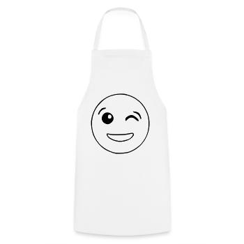 Emoji zwinkernd Skizze schwarz - Kochschürze - Weiß - Vorne - AI Model Male 185 dark (185cm)