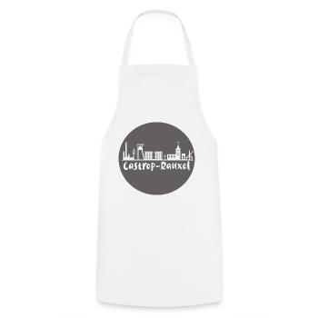 castrop-rauxel, skyline, cercle, coupe ciseaux, gris - Tablier de cuisine - blanc - Devant - AI Model Male 185 dark (185cm)