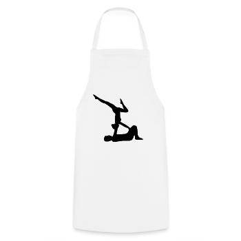 AcroYoga - Schulterstand - Kochschürze - Weiß - Vorne - AI Model Male 185 dark (185cm)