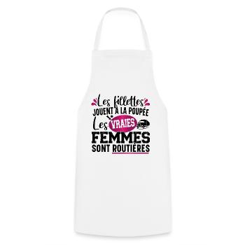 Routière Chauffeur Livreuse Métier Camion Cadeau - Tablier de cuisine - blanc - Devant - AI Model Male 185 dark (185cm)