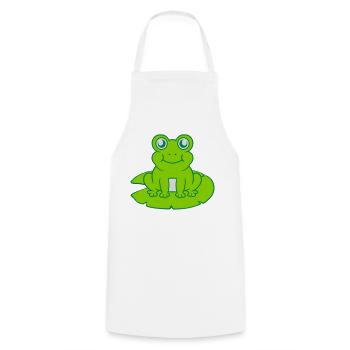 Grenouille assise nénuphar Seeblatt - Tablier de cuisine - blanc - Devant - AI Model Male 185 dark (185cm)