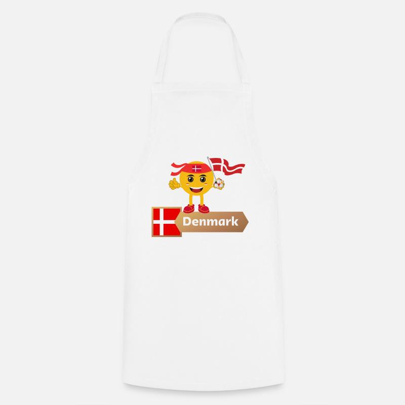 Denmark Soccer Jersey- Denmark Flag Tshirt - Cooking Apron - white