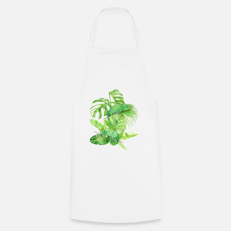 Caméléon, lézards caméléons verts - Tablier de cuisine - blanc